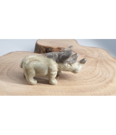 Carved Rhinoceros from Grey Jasper