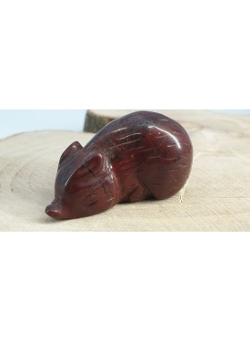 Carved pig from red Jaspi