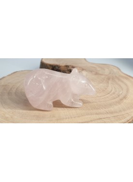 Carved mouse of pink Quartz