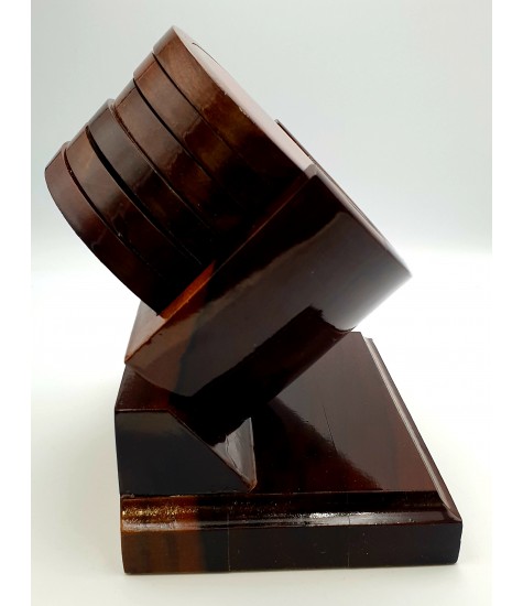 Σουβέρ Αχάτη σε ξύλινη βάση