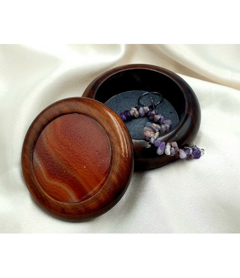 Μπιζουτιέρα απο ξύλο και φυσικό Αχάτη