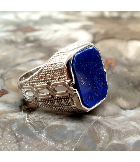 Ασημένιο 925 ανδρικό δαχτυλίδι με Λάπις Λάζουλι.