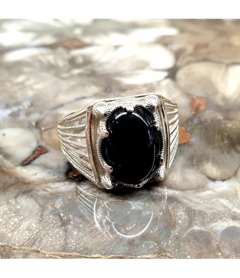Ασημένιο 925 ανδρικό δαχτυλίδι με Ονύχα.