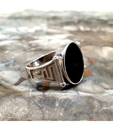 Ασημένιο 925 ανδρικό δαχτυλίδι με Ονυχα.
