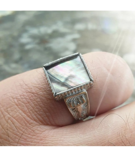 Ασημένιο 925 ανδρικό δαχτυλίδι με Φίλντισι.