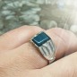 Ασημένιο 925 ανδρικό δαχτυλίδι με πράσινο Αχάτη.