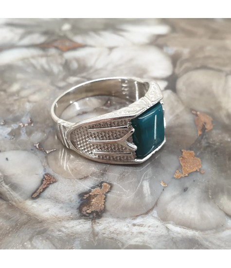 Ασημένιο 925 ανδρικό δαχτυλίδι με Αβεντουρίνη.