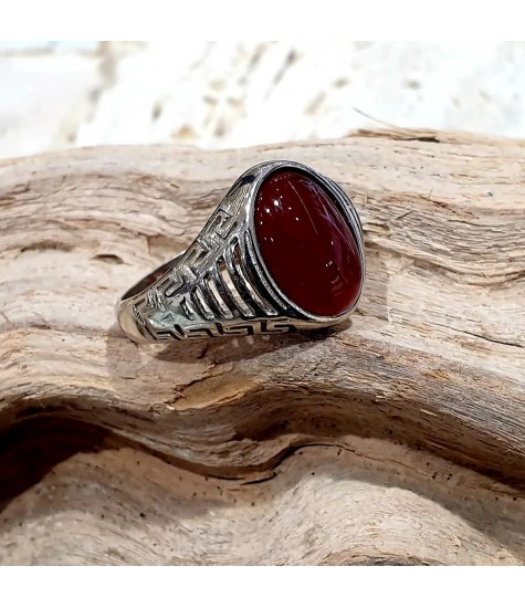 Ασημένιο 925 ανδρικό δαχτυλίδι με Καρνεόλη.