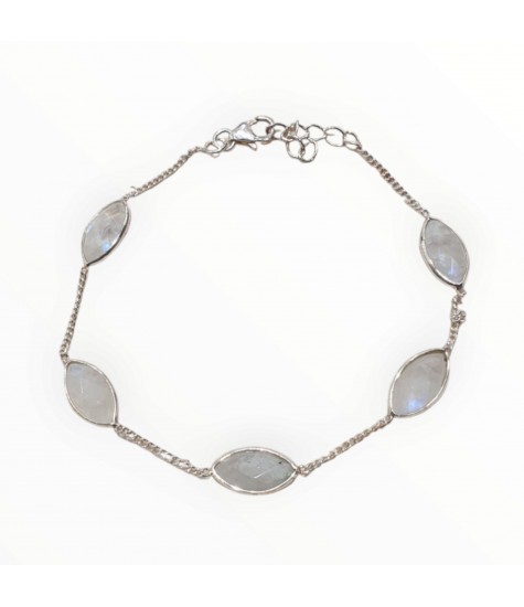 Γυναικείο ασημένιο βραχιόλι με λίθους  Φεγγαρόπετρας, Τουρμαλίνης μαύρης, ή ζαφειριού.