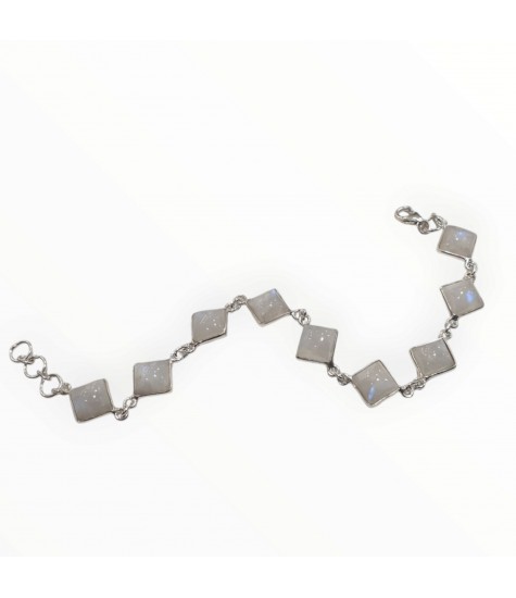 Γυναικείο ασημένιο βραχιόλι  με ημιπολύτιμους λίθους Φεγγαρόπετρας.Ισορροπία & Διαίσθηση