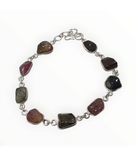 "SOLD" Βραχιόλι από Ασήμι 925 με Πολύχρωμη Τουρμαλίνη – Ενέργεια & Προστασία