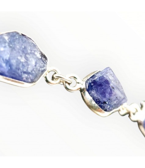 Γυναικείο ασημένιο βραχιόλι  με ημιπολύτιμους λίθους Τανζανίτη – Πνευματική Διαύγεια & Ισορροπία