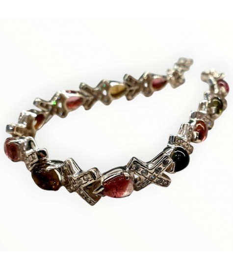 Βραχιόλι από Ασήμι 925 με Πολύχρωμη Τουρμαλίνη & Ζιργκόν – Ενέργεια & Κομψότητα