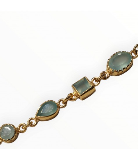 Γυναικείο ασημένιο βραχιόλι  με ημιπολύτιμους λίθους Ακουαμαρίνας ή Αμέθυστου.