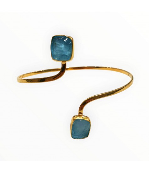 Γυναικείο βραχιόλι από επιχρυσωμένο με 18k ασήμι 925 και λίθους Aqua Quartz.