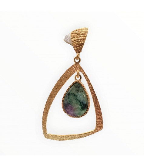 Χειροποίητα Επιχρυσωμένα Σκουλαρίκια από Ασήμι 925 με Ζοϊσίτη-Ρουμπίνι