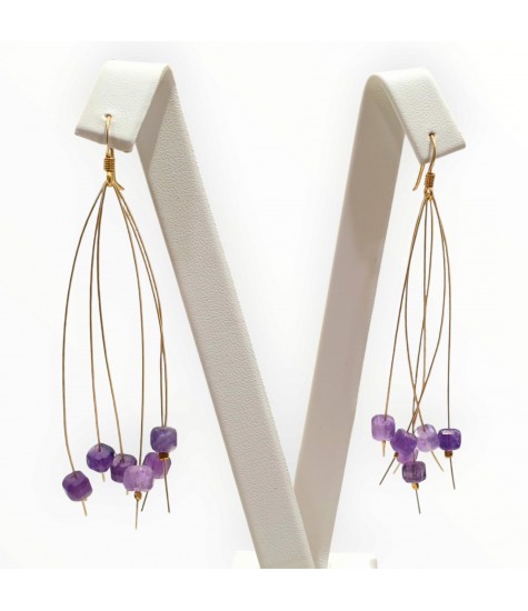 Χειροποίητα Σκουλαρίκια από Ασήμι 925 με Αμέθυστο – Επιχρυσωμένα Κοσμήματα Μοναδικής Αισθητικής