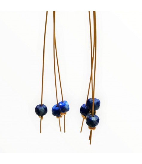 Χειροποίητα Επιχρυσωμένα Σκουλαρίκια από Ασήμι 925 με Λάπις Λάζουλι – Κοσμήματα με Πνευματική Διαύγεια