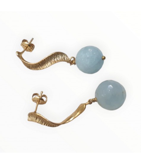 Χειροποίητα Επιχρυσωμένα Σκουλαρίκια από Ασήμι 925 με Ακουαμαρίνα  "SOLD"