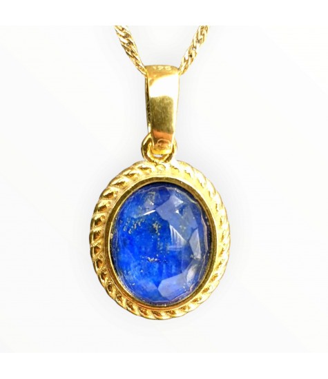 Επίχρυσο Ασημένιο Μενταγιόν με Λάπις Λάζουλι Ντουμπλέτα Ταγιέ