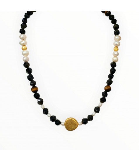 Οψιδιανος χρυσάφι,  μάτι Τίγρης,  μαργαριτάρια