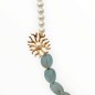 Κολιέ με Μαργαριτάρια Γλυκού Νερού, Ακουαμαρίνα και Επιχρυσωμένο Ασήμι 925