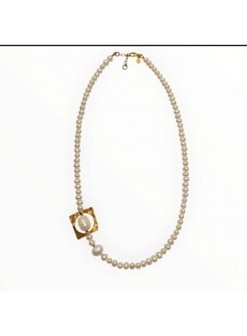 Κολιέ με Μαργαριτάρια Γλυκού Νερού και Επιχρυσωμένο Ασήμι 925