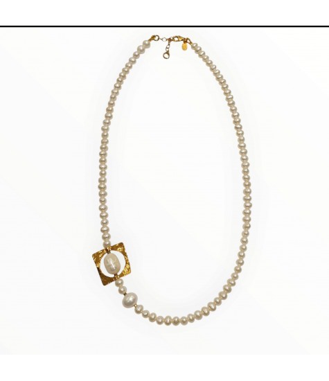 Κολιέ με Μαργαριτάρια Γλυκού Νερού και Επιχρυσωμένο Ασήμι 925