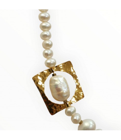 Κολιέ με Μαργαριτάρια Γλυκού Νερού και Επιχρυσωμένο Ασήμι 925