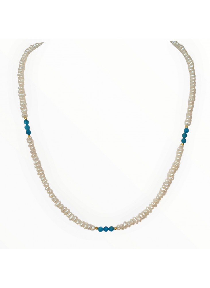Κολιέ με Μαργαριτάρια Γλυκού Νερού και Απατίτη από Ασήμι 925