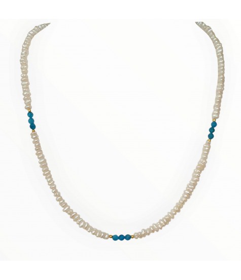 Κολιέ με Μαργαριτάρια Γλυκού Νερού και Απατίτη από Ασήμι 925