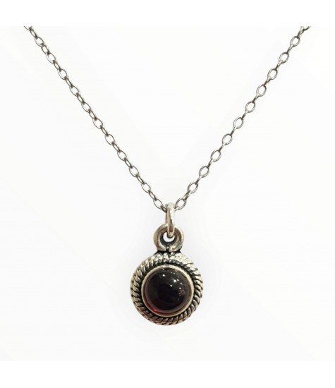 Ασημένιο Κολιέ 925 με Ημιπολύτιμο Λίθο σε Στρογγυλό Σχέδιο – Λαβραδορίτης, Ακουαμαρίνα, Τουρμαλίνη, Γρανάτης, Ρίζα Ρουμπινιού