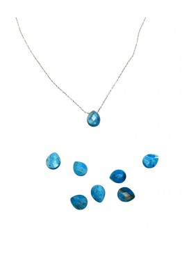 Κολιέ με Μπλε Απατίτη σε Σχήμα Σταγόνας με Ατσάλινη Αλυσίδα σε Ασημί ή Χρυσό Χρώμα