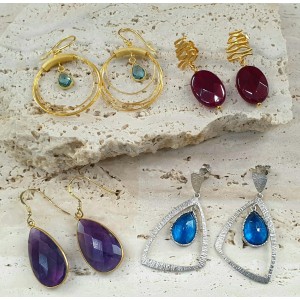 Ασημένια 925 Κρεμαστά Σκουλαρίκια με Κρυστάλλους